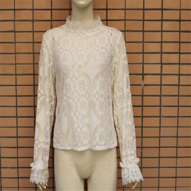 Женская кружевная блузка в классическом дворцовом стиле HC157 белая с