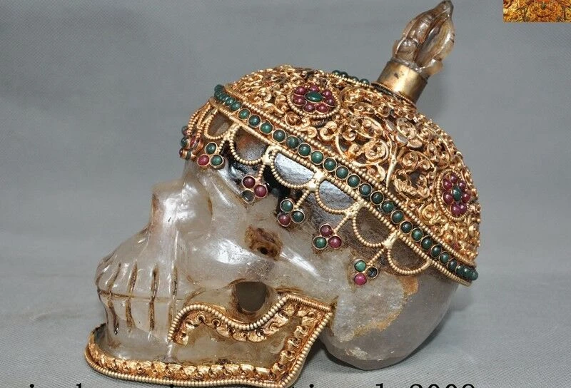 Редкий Тибетский натуральный кристалл серебро 24 k Золотая инкрустация