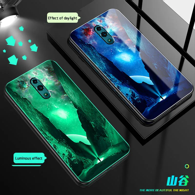 04 Светящийся стеклянный чехол для OPPO Reno 10x Zoom Reno Z задняя крышка чехол для OPPO Realme X Lite Realme 3pro A9 F11 R17 19 Find X чехол для телефона - Цвет: 04