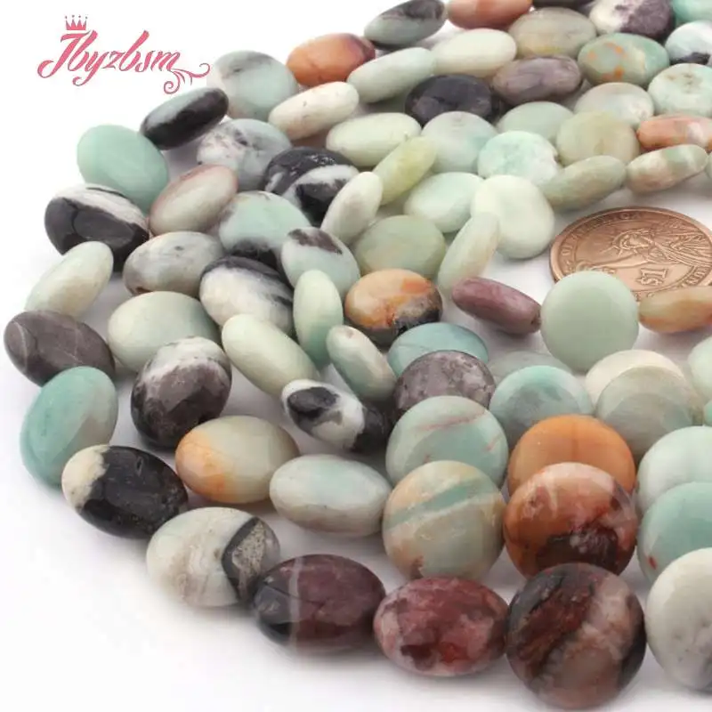 

8 10 12 14mm Smooth Coin Multicolor Amazonite Natural Stone Beads For DIY Necklace Bracelet Jewelry Making 15" Free Shipping