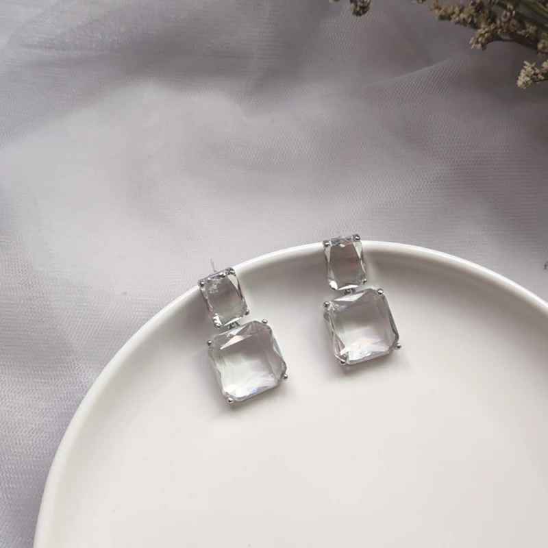 Женские Квадратные прозрачные висячие серьги GWACC модные шикарные