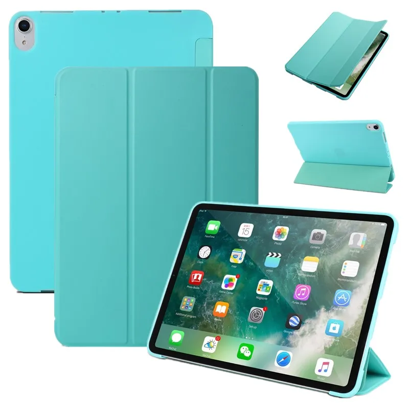 Чехол для ipad pro 11 дюймов 2018 кожаный 3 сложения ультра тонкий мягкий ТПУ чехол Умный