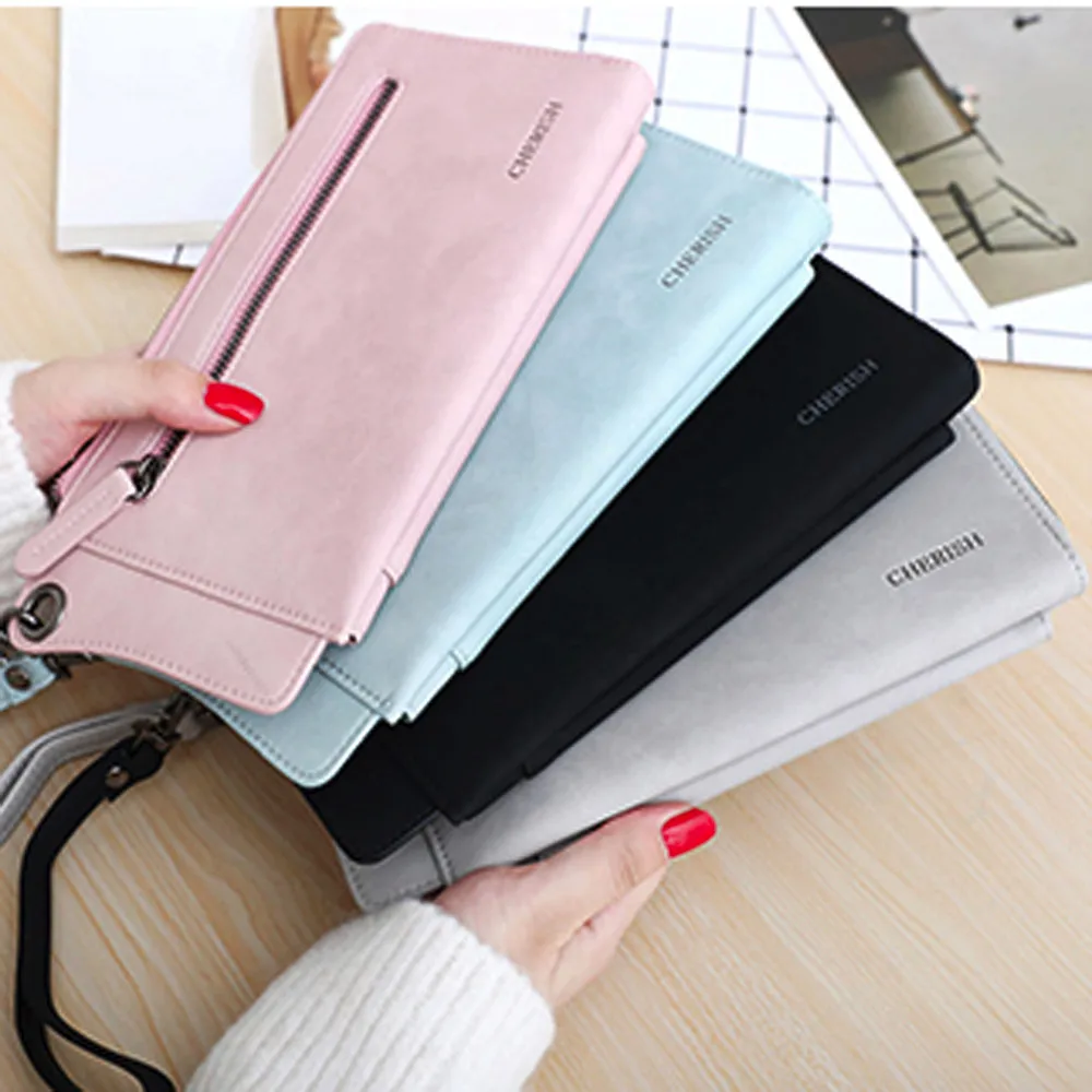 Женский кошелек из искусственной кожи Aelicy длинный однотонный 2020|purse long|women fashion