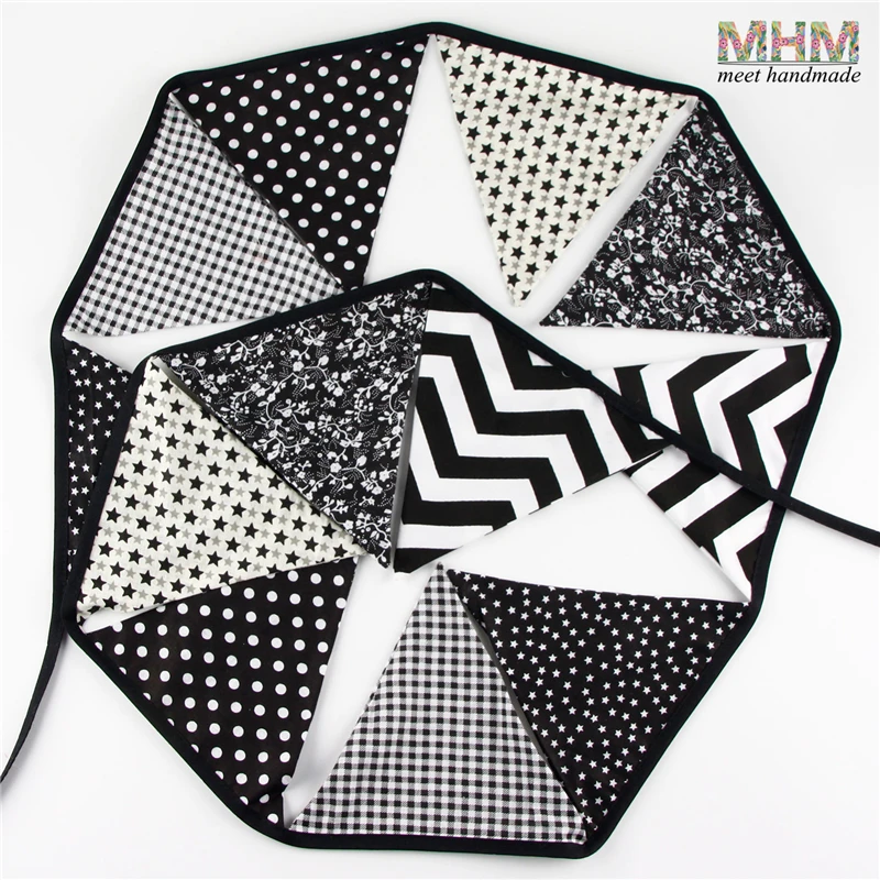 12 флагов 3 2 м тканевый хлопковый баннер флажки черно-белый перьевой флажок