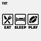 Наклейка Спортивная, виниловая, 15,6 см х 6,4 см, есть, спать, играть в американский футбол, цвет черныйсеребристый, декоративная Автомобильная наклейка