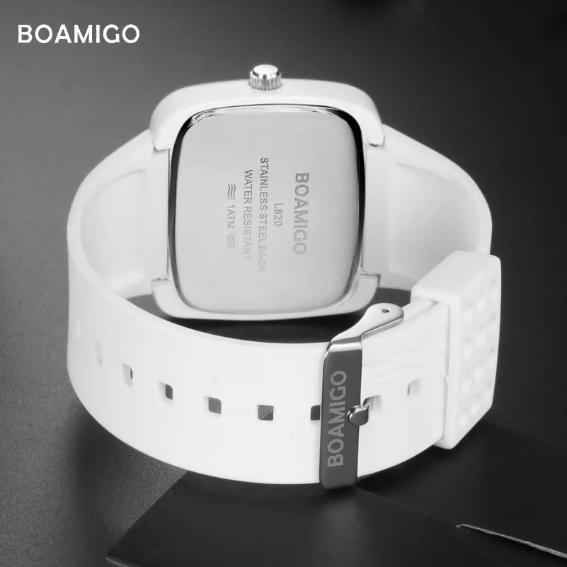 Женские кварцевые часы BOAMIGO модные творческие прямоугольные с резиновым