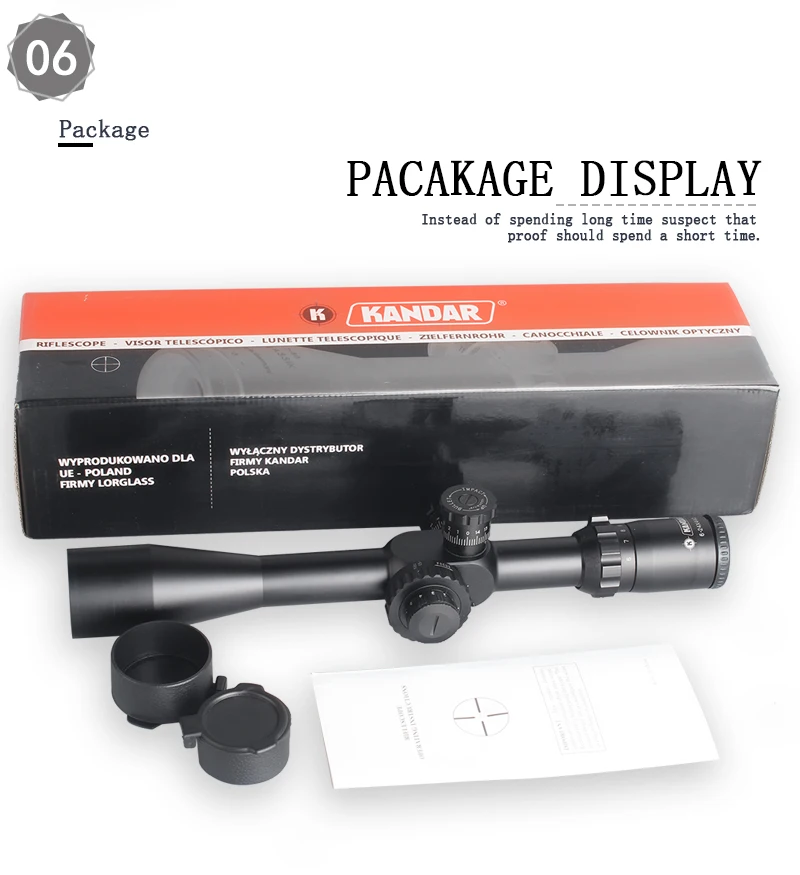 KANDAR 6-24X44 Q FFP тактический прицел красный зеленый с подсветкой Прицел снайперской винтовки оптический прицел охотничьи прицелы винтовка air Red dot
