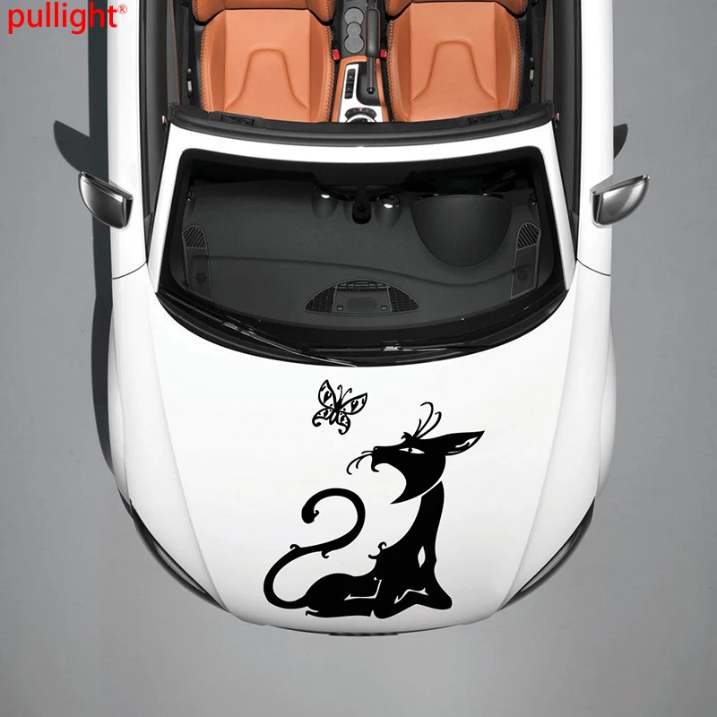 

Animal Cat And Butterfly Design Hood Car Vinyl Sticker Decals Art Murals