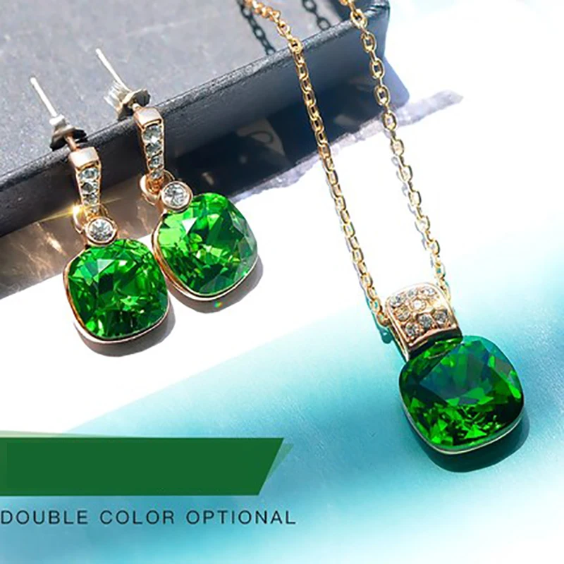 

high quality green Crystal Earrings long paragraph stud Earrings Korean fashion female exaggeration girlfriend gift