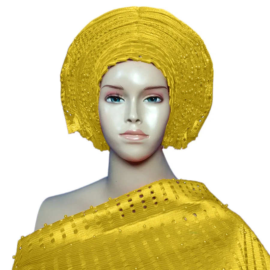 2019 оптовая продажа головной убор aso oke с камнями Авто геле плечом для африканских