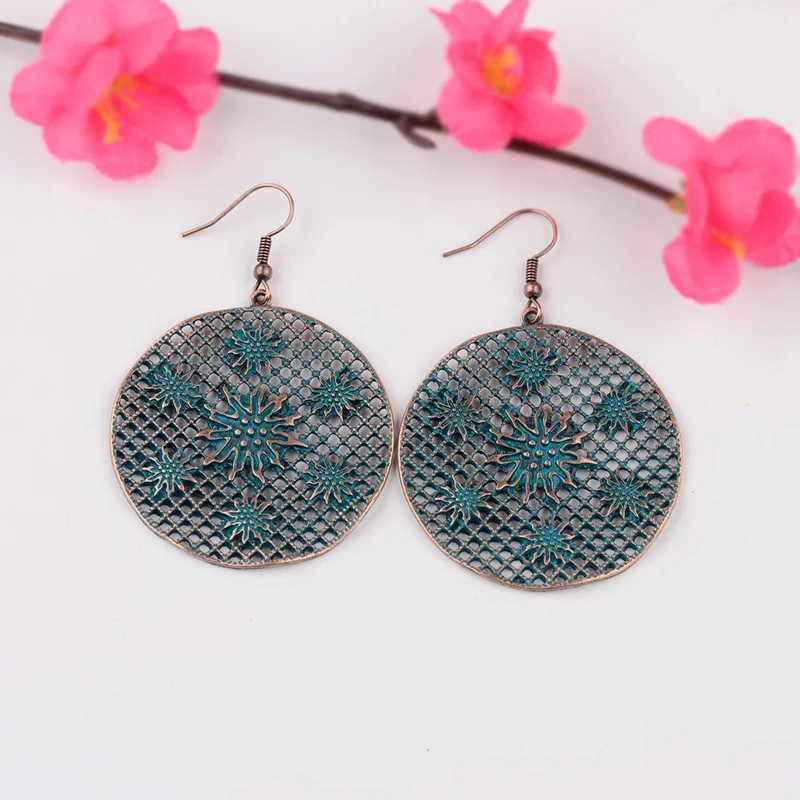 Женские винтажные серьги DOUVEI Egypt большие круглые Jhumka с перфоратором в виде