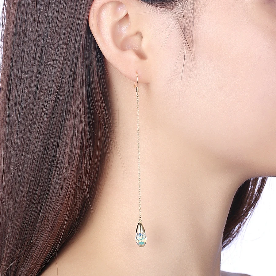 Серьги-капли из стерлингового серебра с кристаллами Swarovski длинные висячие серьги