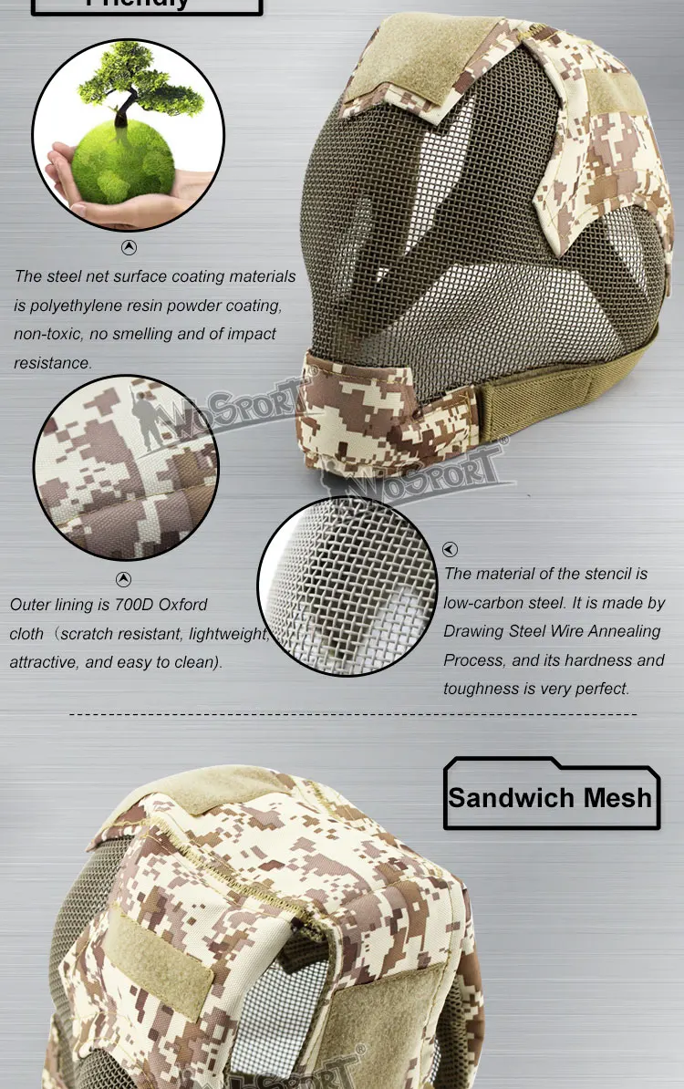 Wosport Paintball Спортивная маска на все лицо обернутая Защитная Военная Тактическая страйкбольная Пейнтбольная защитная сетка стальные маски для лица