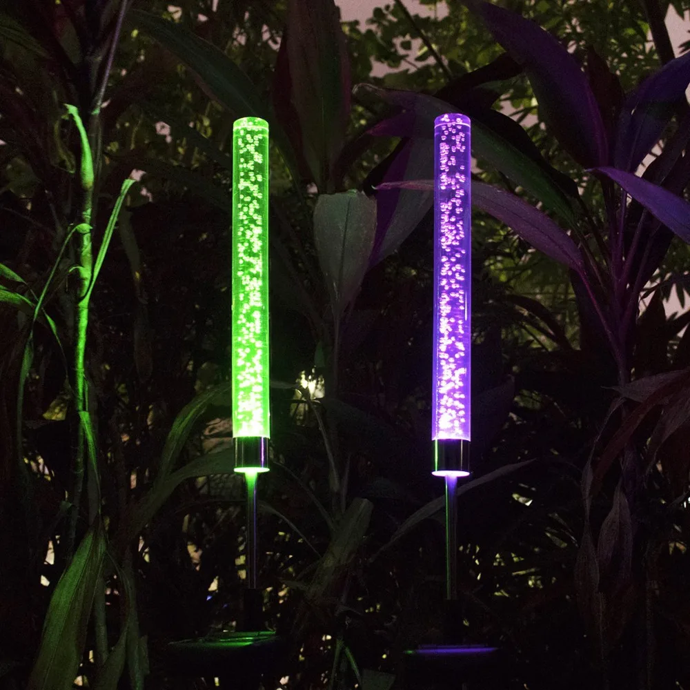 2 шт. садовые солнечные огни наружные трубки акриловые Пузырьковые RGB с