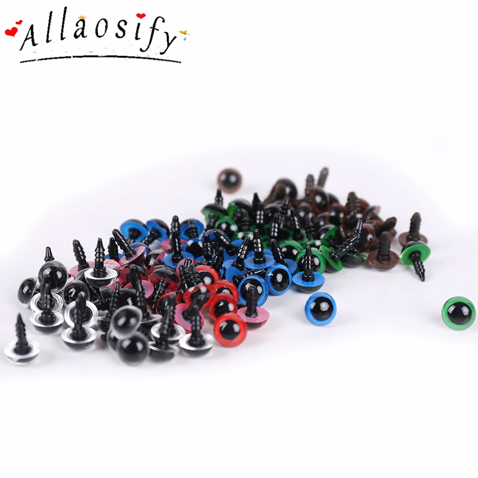 Allaosify 100pcs 10mm multicolor Plastic Craft Safety Eyes for Teddy Bear Stuffed Doll Animal Amigurumi DIY Accessories