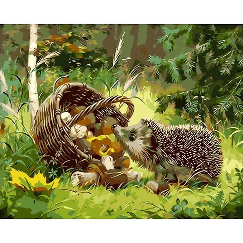 5D Diy spuare&ampround Diamond Painting rhinestones Home decor embroidery&quotHedgehog for food&quotDiamond mosaic | Дом и сад