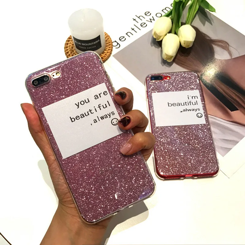 Модный Блестящий чехол для телефона iPhone 6 6S 7 8 Plus милый Прозрачный мягкий