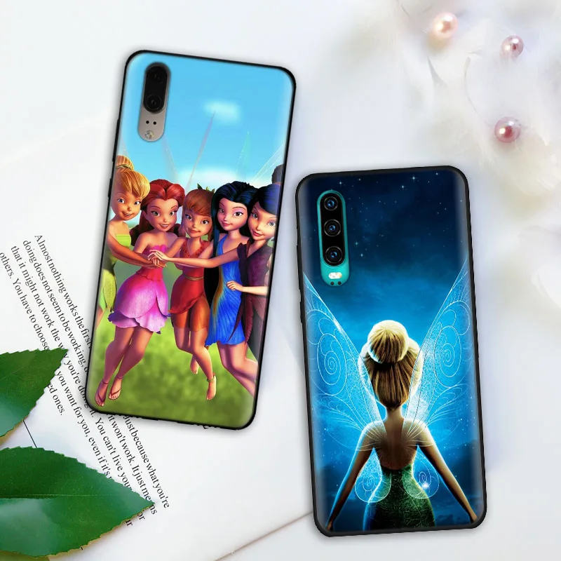 Черный силиконовый чехол для huawei P30 P20 P10 mate 20 10 Nova 5 5i Lite Pro P Smart+ Z Shell Tinkers Bell Tinkerbell
