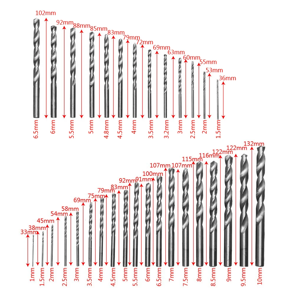 

DIYWORK HSS High Speed Straight Shank Titanium Coated Steel Twist Drill Drill Bits 1mm-10mm Woodworking Hand Tools
