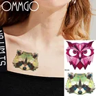 Тату временные OMMGO для детей и женщин, водостойкие татуировки с рисунком совы, енота, пива, мужской боди-арт