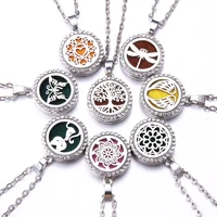tree of life aroma box necklace magnetic stainless steel aromatherapy essential oil diffuser perfume box locket pendant jewelry