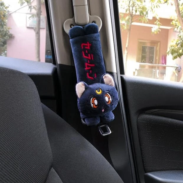 

Sailor Moon Luna vehicle-mounted plush pillow safety belt cover rearview mirror cover paper tissue box brake case stuffed toy