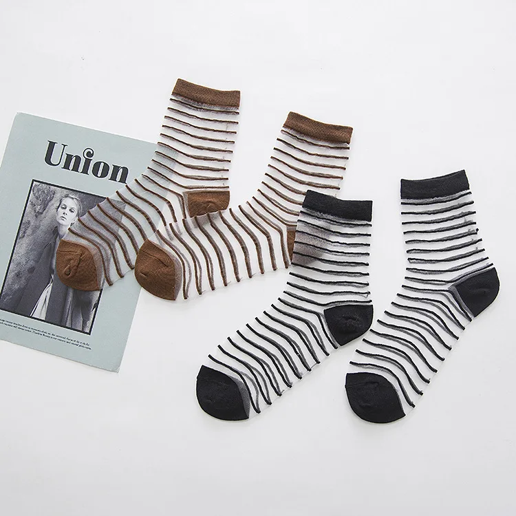 2 пары летние Для женщин Сексуальная Новинка прозрачные полоски чистая кружевные