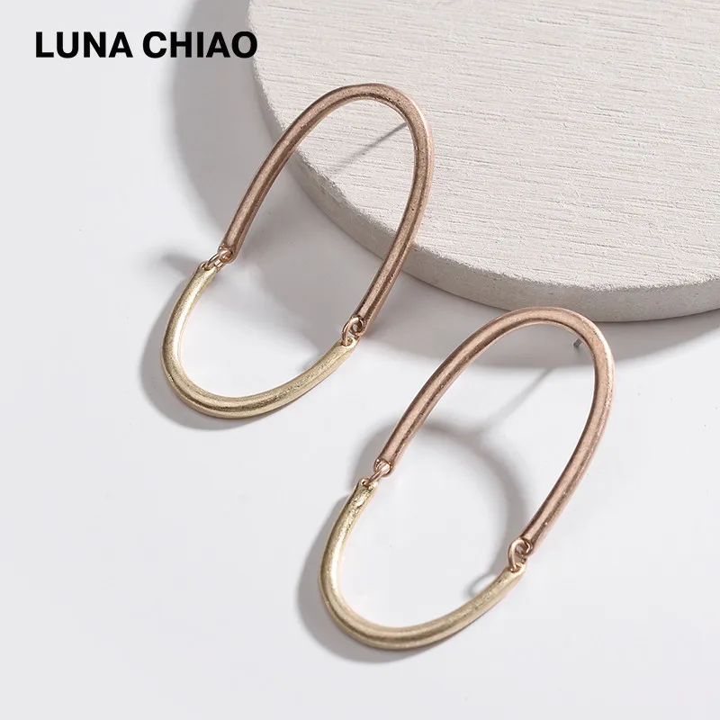 LUNA CHIAO 2018 модные поношенные золотые серебряные двухцветные овальные