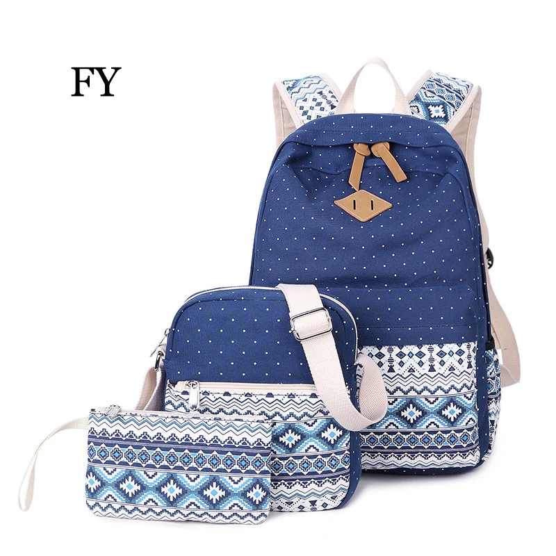 Горошек печати рюкзаки девушки школьный рюкзак crossbody сумки для женщин bookbag