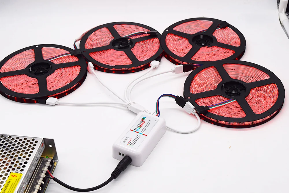 2,4 г RF RGB светодиодные ленты Комплект 20 м 15 м гибкая Диодная лента 10 м светодиодный ленточный фонарь 60 светодиодный/м сенсорный удаленный rgb-контроллер 12 В блок питания