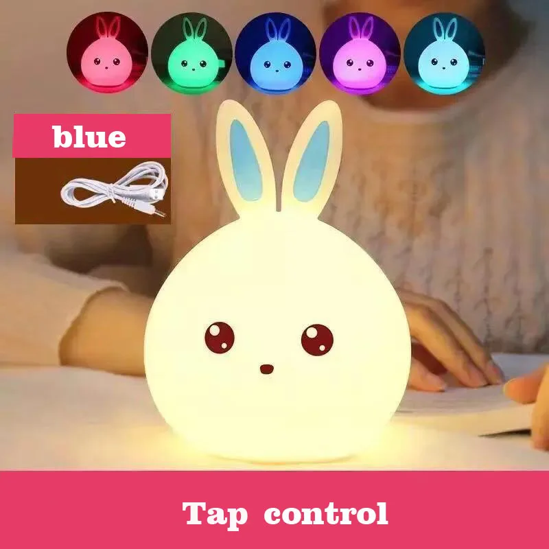 blue Светодиодный настольный ламповый светильник power bank сенсорный переключатель Usb Светодиодная лампа цвета современный ночник детский подарок спальня перезаряжаемый - Цвет корпуса: blue