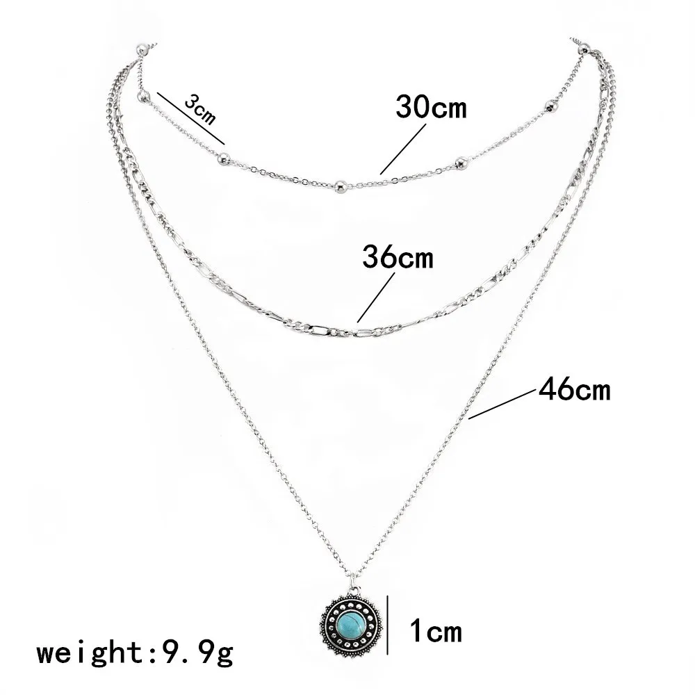 DIEZI Bohemia Multilayer Short Clavicle Chain Necklace For Women Flower Gem Stone Pendant Choker Fashion Jewelry | Украшения и