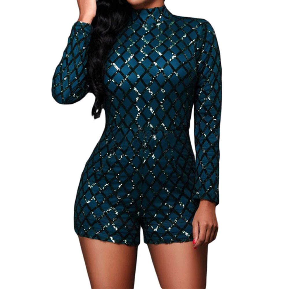 Комбинезон женский с блестками длинным рукавом красный|shorts playsuit|rompers womens jumpsuitwomen