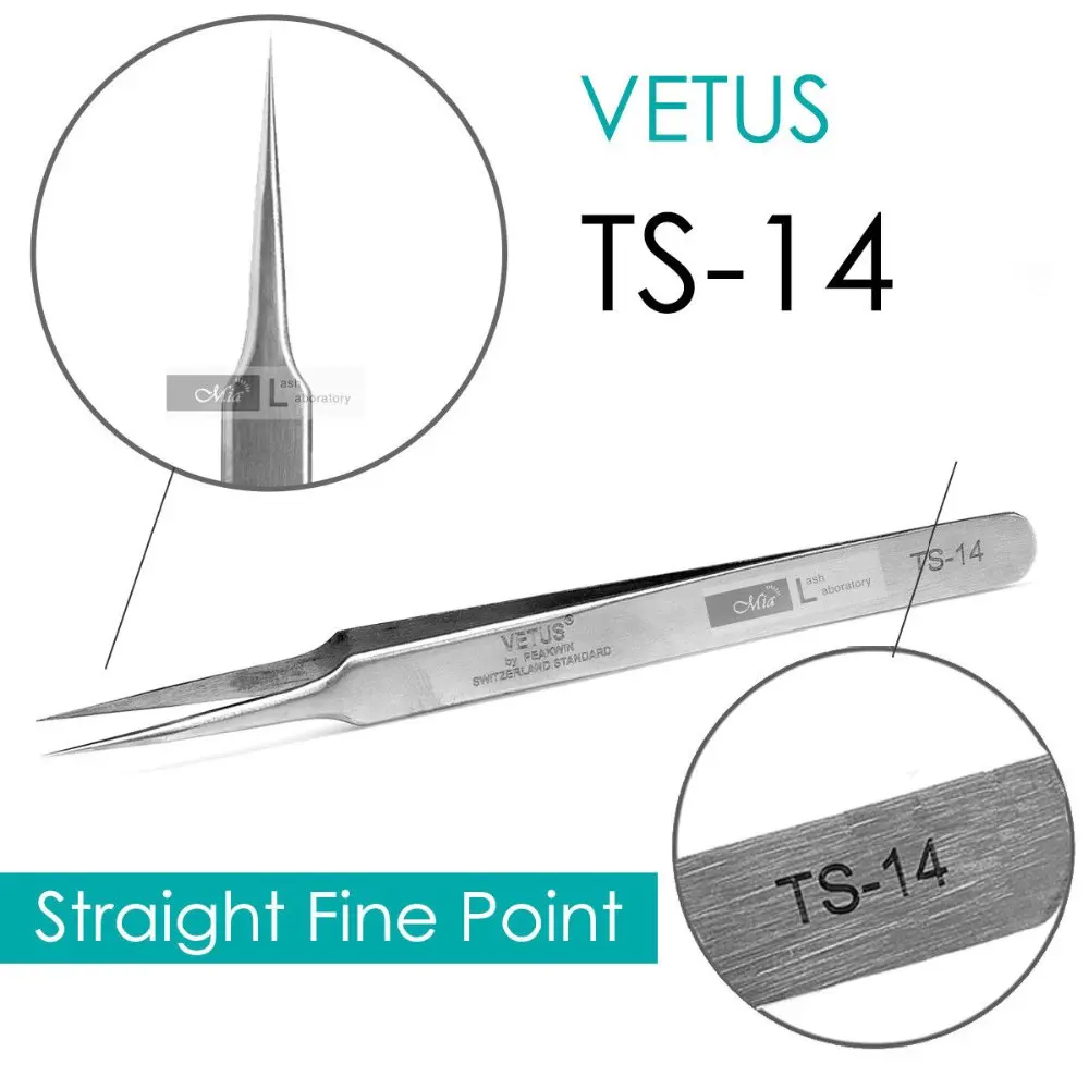 Пинцет VETUS TS/ST 14 для наращивания ресниц из нержавеющей стали | Красота и здоровье