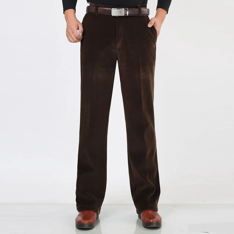 Мужские вельветовые прямые брюки повседневные деловые с высокой талией размеры
