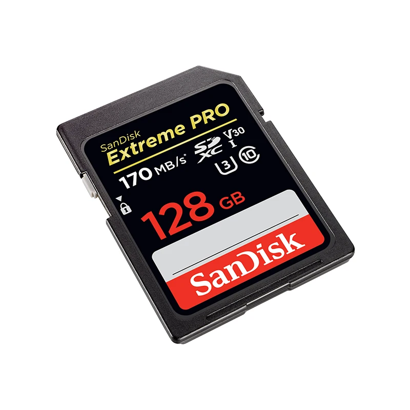 Карты памяти SanDisk Extreme Pro SDXC SD карты 128 ГБ 170 МБ/с. читать 90 записи C10 U3 V30 UHS I 4K для