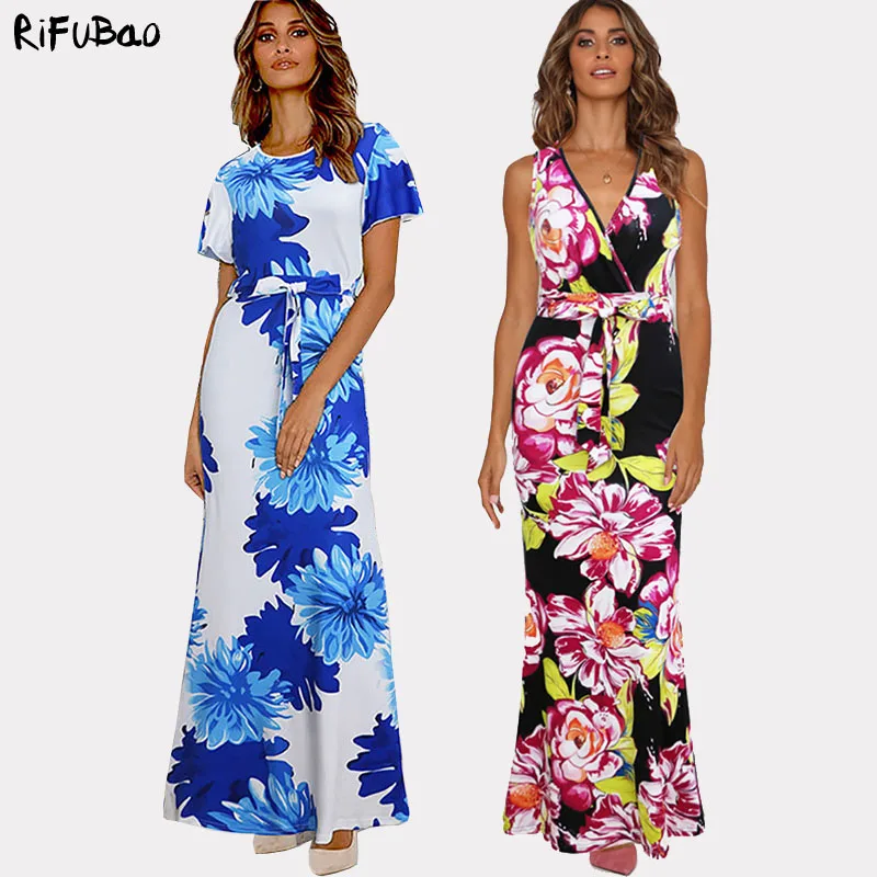 Женское пляжное платье до щиколотки пляжный сарафан-халат с цветочным принтом и