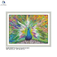 joy sunday the peacock spreads its tail 2 pattern cross stitch kits 11ct printed fabric 14ct canvas dmc counted embroidery set