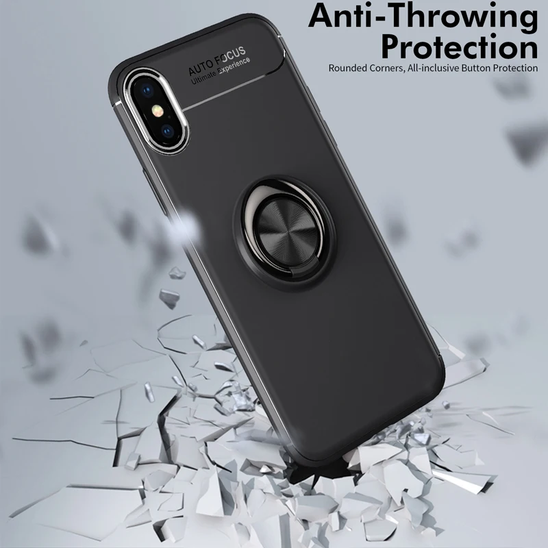 Мягкий силиконовый чехол из ТПУ для iPhone X Xs Max автомобильный держатель с кольцом