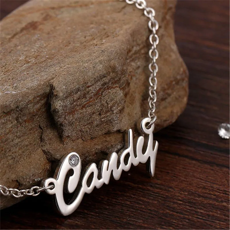 

Engraved Inlay Personalized Name Pendant Necklace 925 Sterling Silver Custom Letter Statement Necklace Jewelry Gift For Lovers