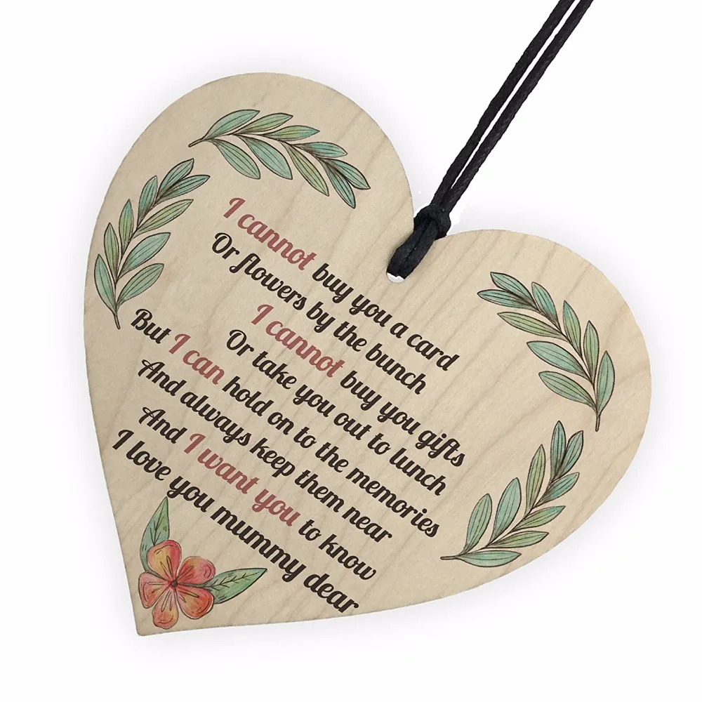 Meijiafei Mum Memorial Poem деревянный висячий знак в форме сердца День матери знаки памятная