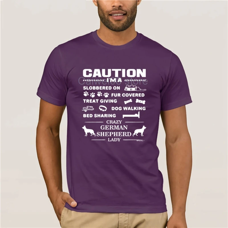 

Short fashion T-shirt men I'm a Crazy German Shepherd Lady, Dog Lover's Ladies Men's Print Casual 100% Cotton T-Shirt Popular