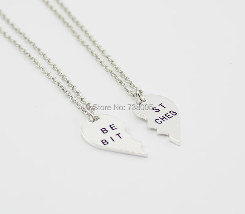 Новый стиль 2014 2 части колье с кулоном в виде разбитого сердца ожерелье надписью