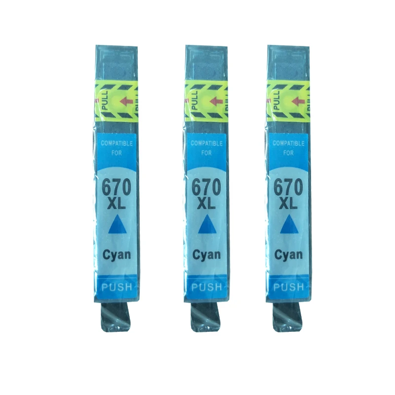 

3 Pack Cyan (Blue) compatible for HP670 670 670XL Full ink cartridge Replacement for Deskjet 3525 4615 4625 5525 6525 printer