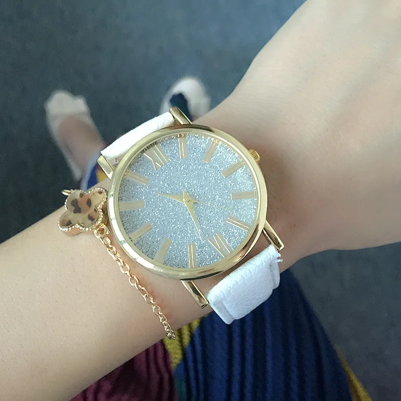 2017 New Arrival Fashion Blooming Glitter Watch Colorful Flashlight Power Pink Leather Strap Woman Wristwatch | Наручные часы