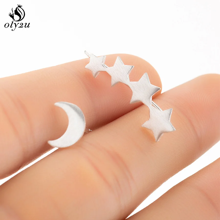 Star Moon Earrings Oly2u милые с изображением ясного звездного серьги-клаймберы, серьги со шпилькой, для Для женщин brincos, можно носить с серьги Модные украшения Bijoux(украшения своими руками) boucle d'oreille femme - Окраска металла: Star Moon Earrings