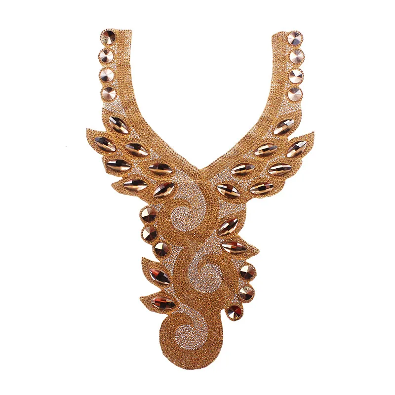 5 шт. кристалл горячей фиксации мотив воротник со стразами железо на шнуре