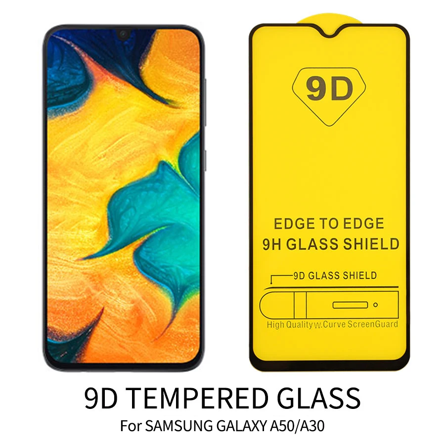 Изогнутое закаленное стекло 9D с полным покрытием защитная пленка для Samsung A10 A20 A30