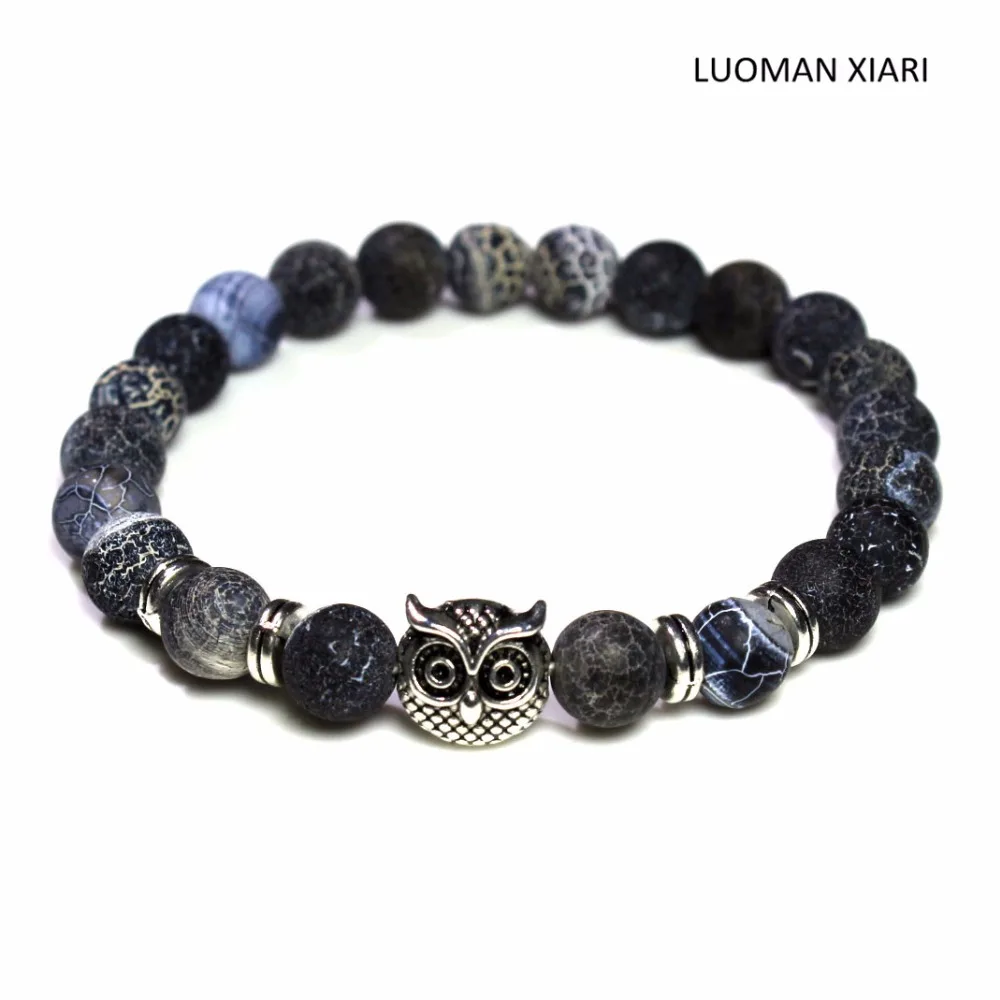 Оптовая продажа 8 мм бусины голова льва Сова натуральный камень браслеты для