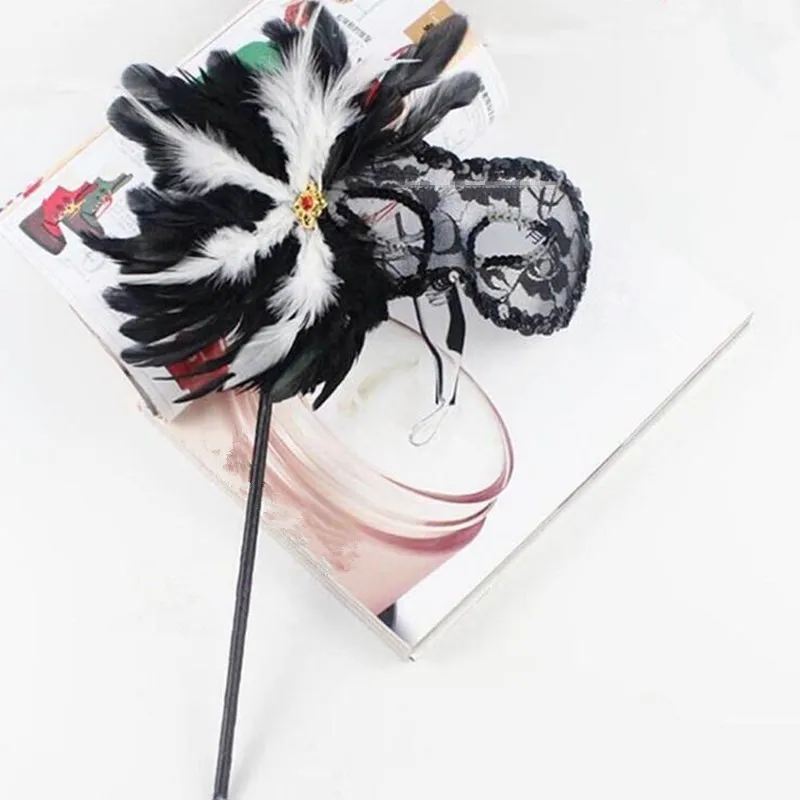 Feather Lace Handheld Mask Venetian Princess Masquerade On A Stick Women Girls Party Dress Decoration Halloween Christmas|mask venetian|mask maskmask